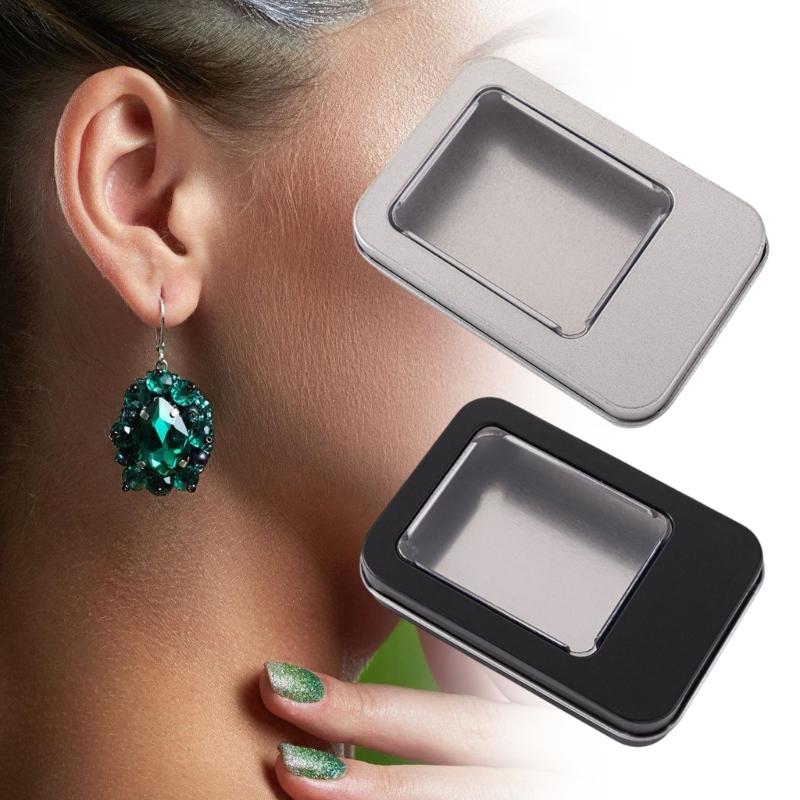 20pcs Tinplate Storage Box With Clear Top For Earrings USB Drive And Small Accessories Travel Jewelry Organizers
