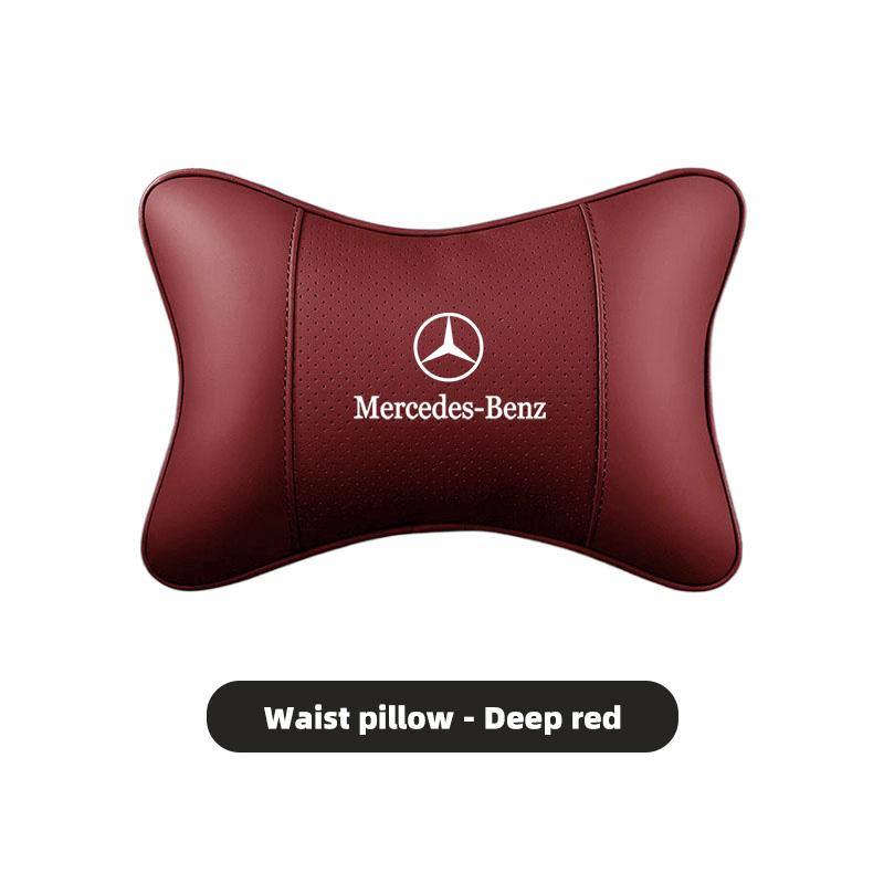 CRJ1 Car Leather Headrest Neck Pillow Waist Lumbar Support Cushion For Mercedes Benz AMG E S C A B Class GLE GLS CLA CLE GLC CLS GLA