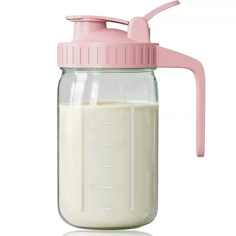 Large Capacity Cold Brew Coffee Maker - 34oz/64oz Thick Mason Jar with Handle, Spout, Lid, and Stainless Steel Filter