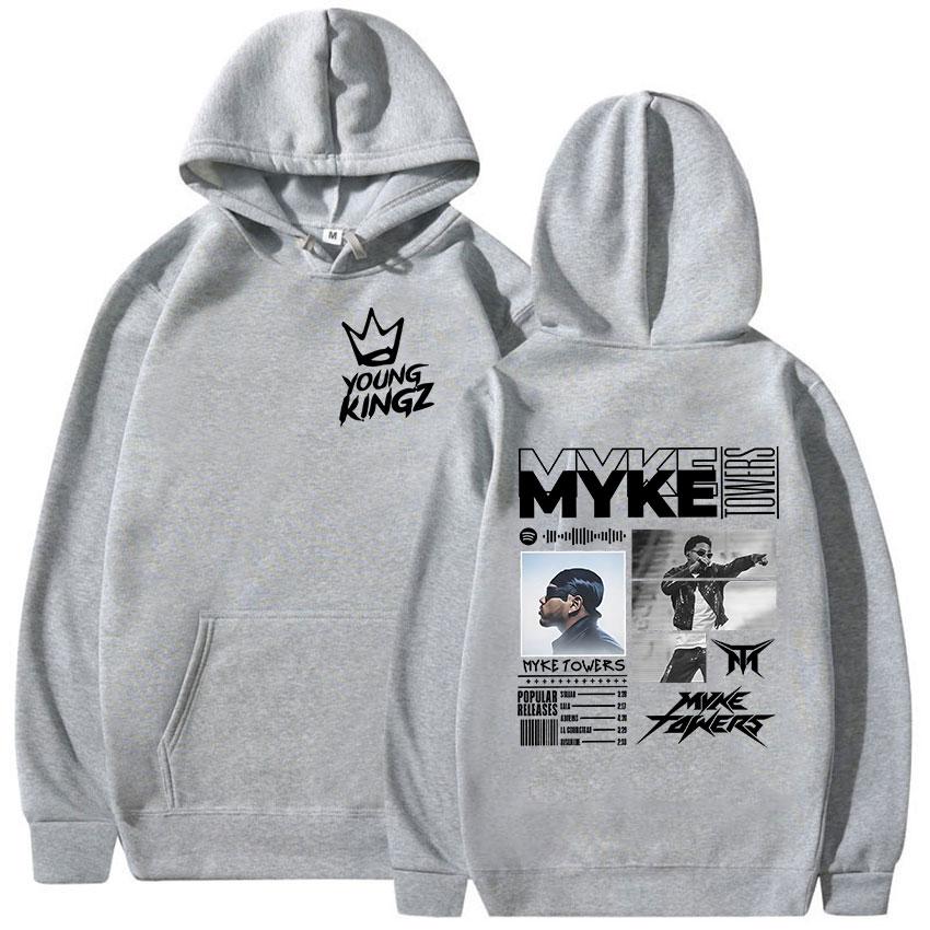 Rapper Myke Towers World Tour 2025 Graphic Hoodie Men's Vintage Long Sleeve Oversized Sweatshirt Fashion Hip Hop Clothing Hooded