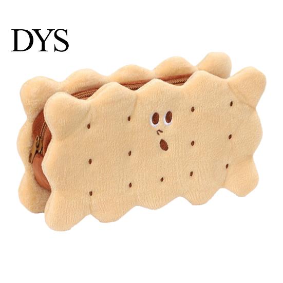Compact Plush Organizer for School Cookie Shape Stationery Bag, Soft Stuffed Biscuit Pencil Bag Case, Large Capacity Cosmetic Organizer, Office