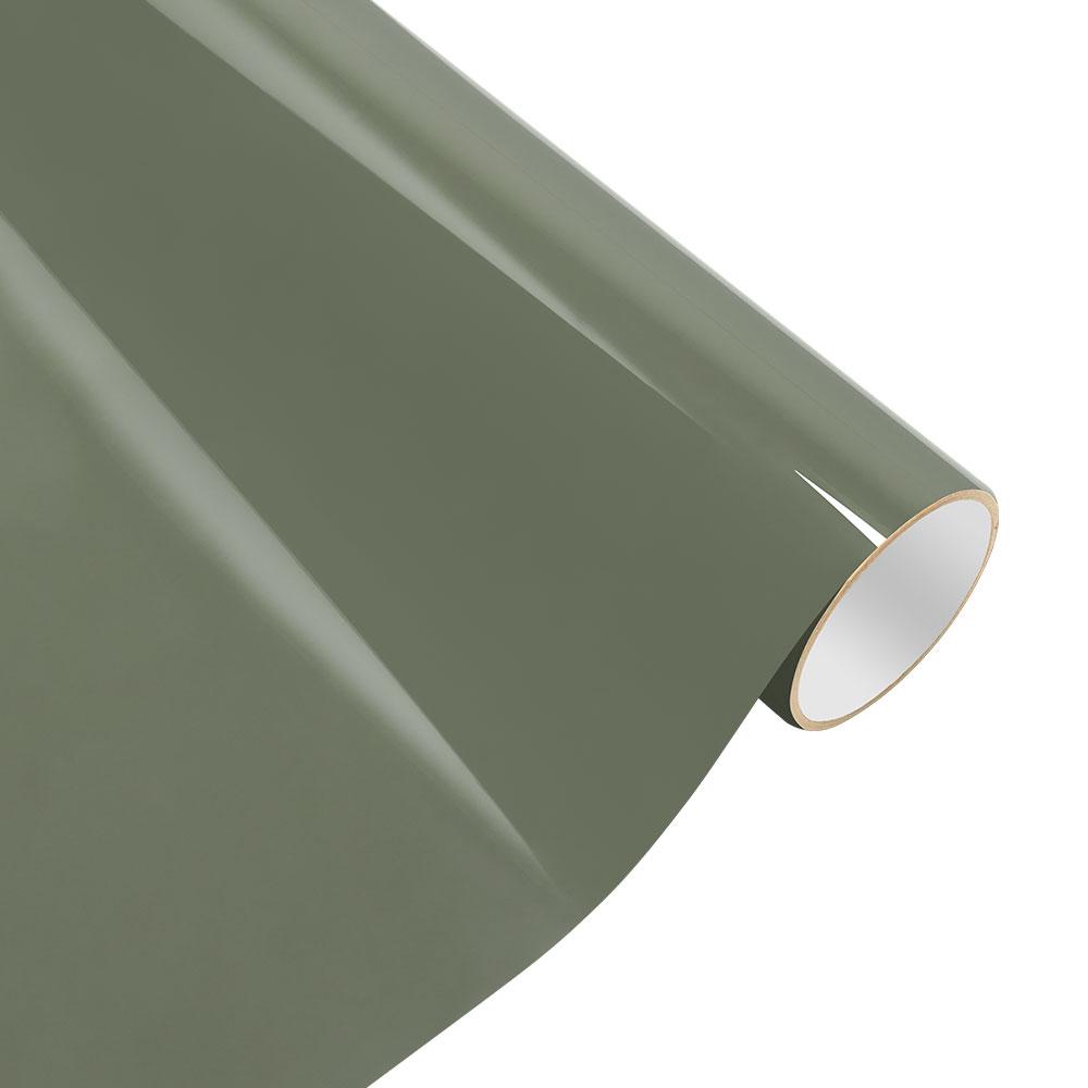 1.52mX1/3/17m Green Vinyl Roll Glossy Khaki Green Wrap PET Car Truck Body Vehicle Wrapping Film Decal Sheet with Air Release