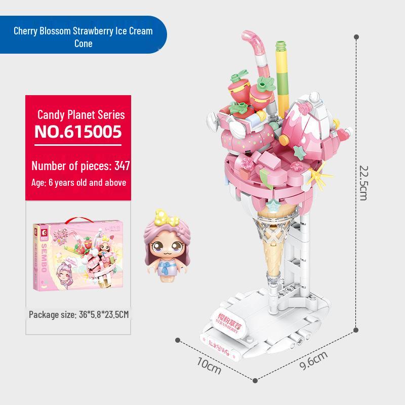 Senbao Holiday Street Scene Candy Planet Ice Cream Girl Building Blocks Toy - Set of 6 Gifts