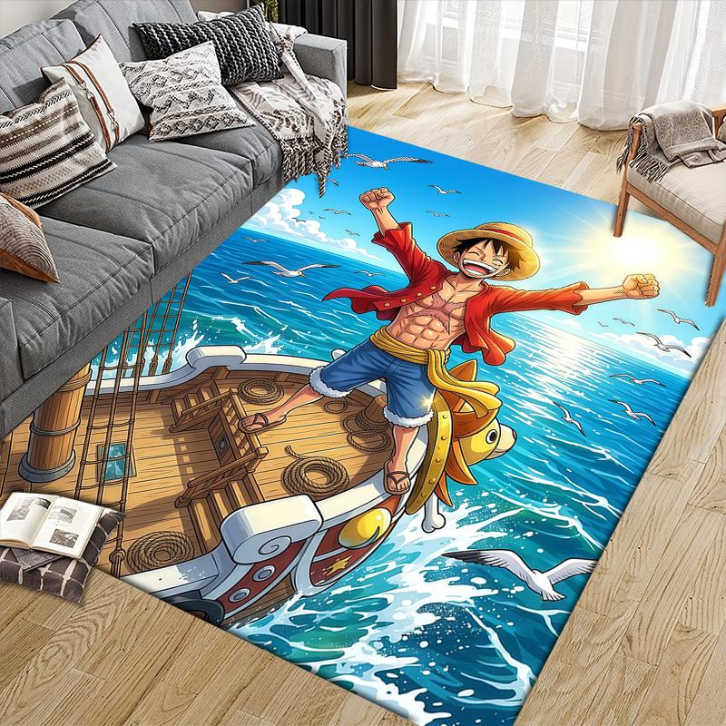 Luffy Home Sofa Decoration for Living Room & Bedroom, Non‑Slip Play Flannel Floor Mat for Game Room