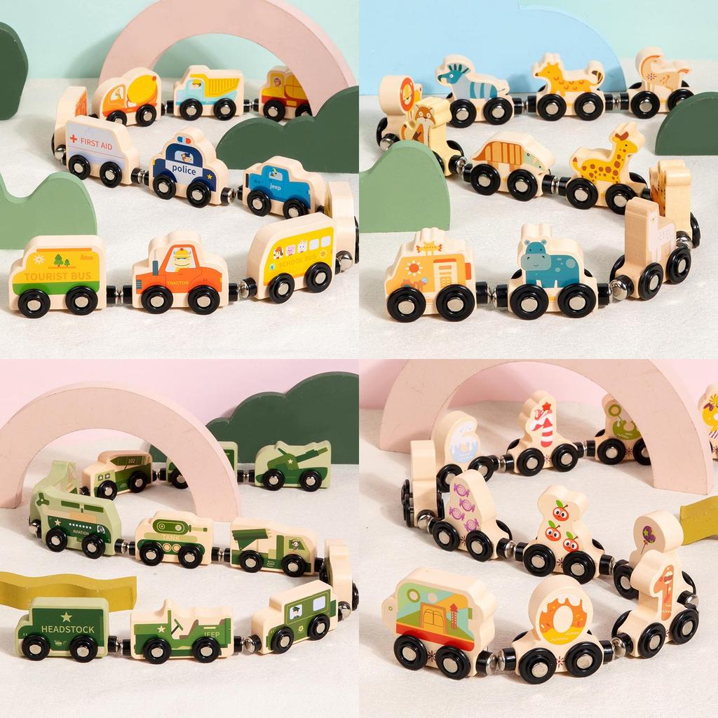 Wooden Animal Number Train Magnetic Educational Toy For Toddler Cognitive Learning