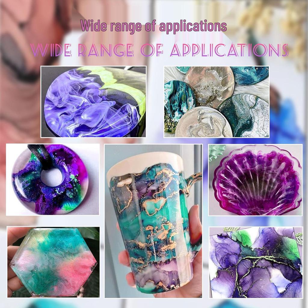 Automatic Diffusion 3D Bleeding Effect Crystal Epoxy Colorant - 30-Color DIY Alcohol Ink Set