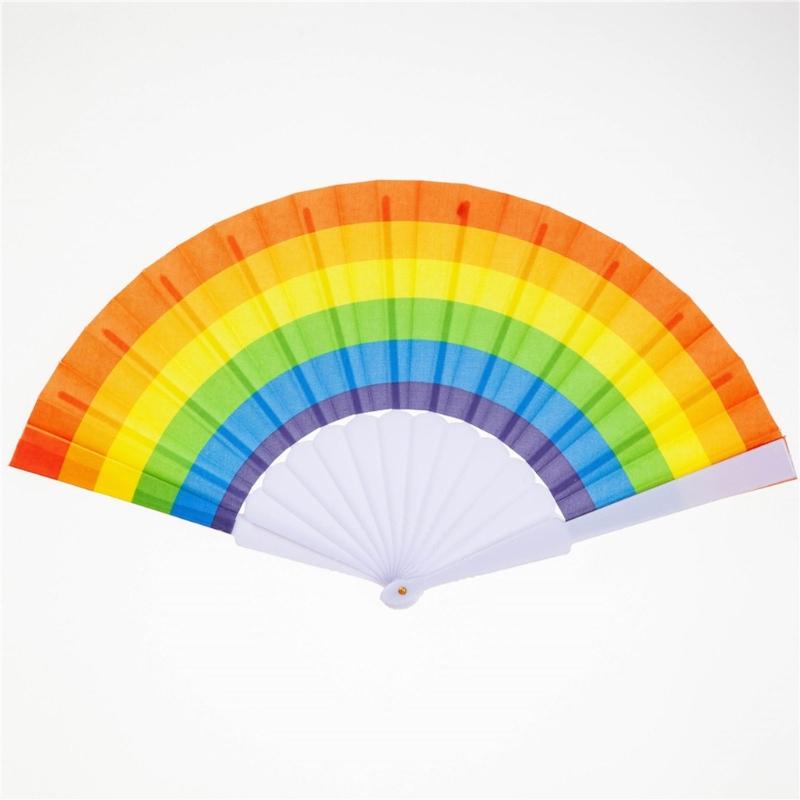 Rainbow Hand Fan,Pride Folding Hand Fan,Colorful Lgbts Hand Held Fan,Plastic Folding Fan for Music Festival Event Party