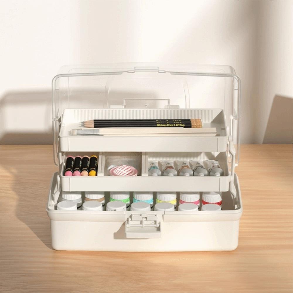 Plastic 3 Layer Storage Box Portable Tackle Box Durable Multipurpose Storage Box  Workspace Storage