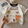 Girls Summer Short Sleeve T Shirt Cute Cartoon Print Comfortable Breathable Top