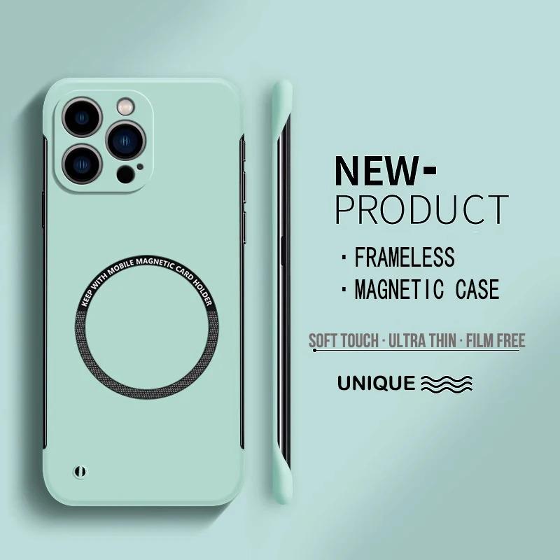 Coque de téléphone magnétique ultra fine rigide en PC sans cadre pour Magsafe iPhone 17 16 15 14 Pro Max 13 Mini Air 16e Couleur Mate Housse Unie