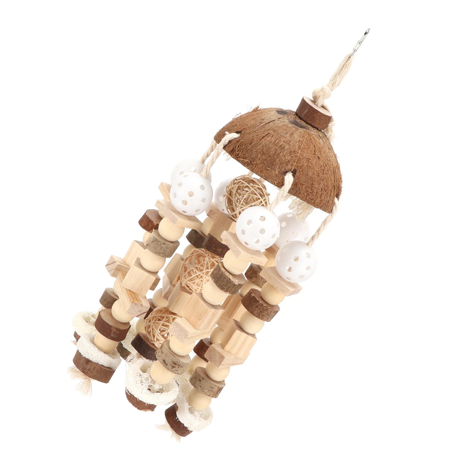 Игрушка-попугай Большая жевательная игрушка-попугай Кокосовая скорлупа Жевательные игрушки для средних и больших попугаев