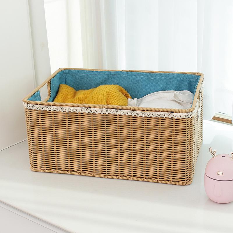 Foldable Woven Rattan Basket for Laundry, Toys, and Sundries Medium: 36x25x18cm