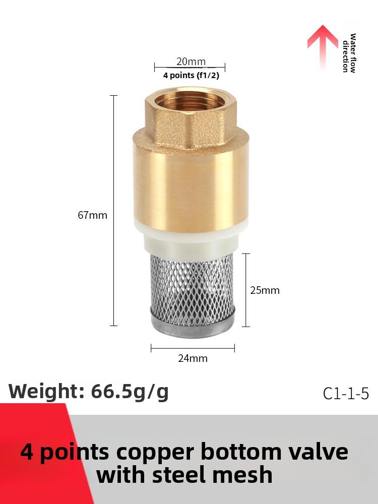 Copper Faucet Check Valve Self-priming Pump Inlet with Filter Anti Backflow Spring One-way Valves Insert Hose