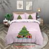 3-piece Christmas themed pink Christmas tree print (1 duvet cover+2 pillowcases, no core) comfortable bedding set
