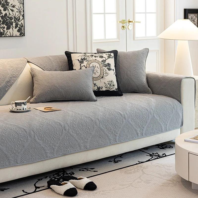 

Подушка для дивана из стираного хлопка, нескользящий коврик для дивана, универсальный для всех сезонов, украшение для гостиной, наволочка, толстый чехол для дивана 30x50cm pillowcase серый
