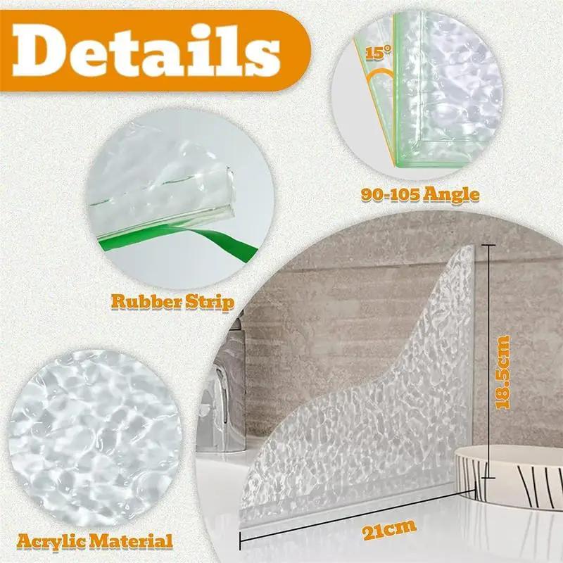 Guard Shower Guards Bathtub Water Corner Bath Tub Shield Screen Acrylic Splashing Bathroom Door Curtain Clear Barrier Sink 2Pcs