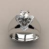 Fashion Female Crystal White Wedding Ring Set Luxury  Sterling Heart Promise Engagement Bridal Wedding Plata Rings for Women