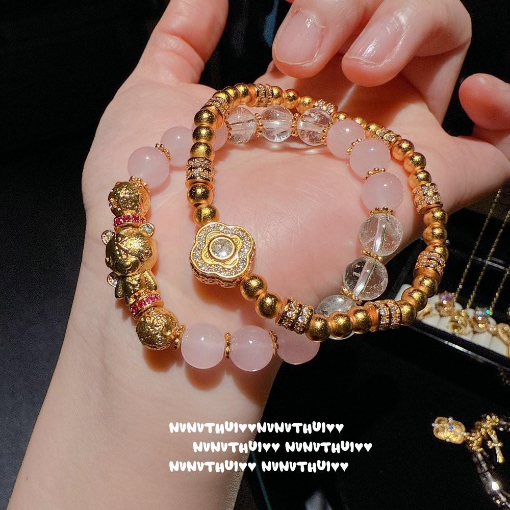 Ancient Flower Silk Screw, Four Beauty Diamond Tube, Lucky Bead Bracelet, New Chinese Style, Point Diamond, Xingmang Passepartout Necklace, Set.