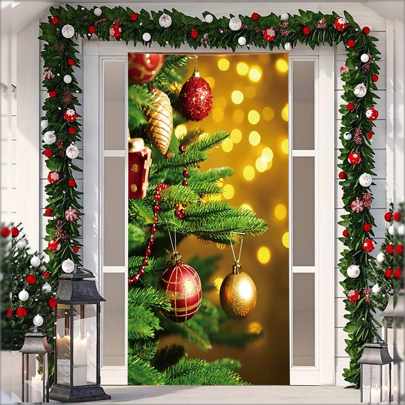 

Рождественский гобелен на дверь из эластичной ткани - Фон с подарками Санта-Клауса для праздничных вечеринок Width 91cm x Height 203cm (Stretch Fabric)