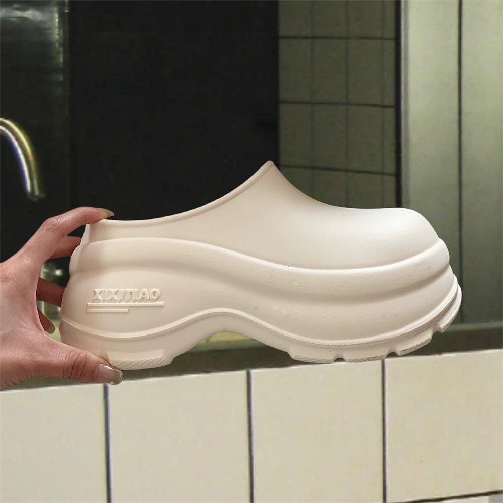 Modne platformowe kapcie w stylu koreańskim dla kobiet na lato i jesień, buty na koturnie, gruba podeszwa, damskie klapki do domu i na ulicę, sandały z zakrytymi palcami