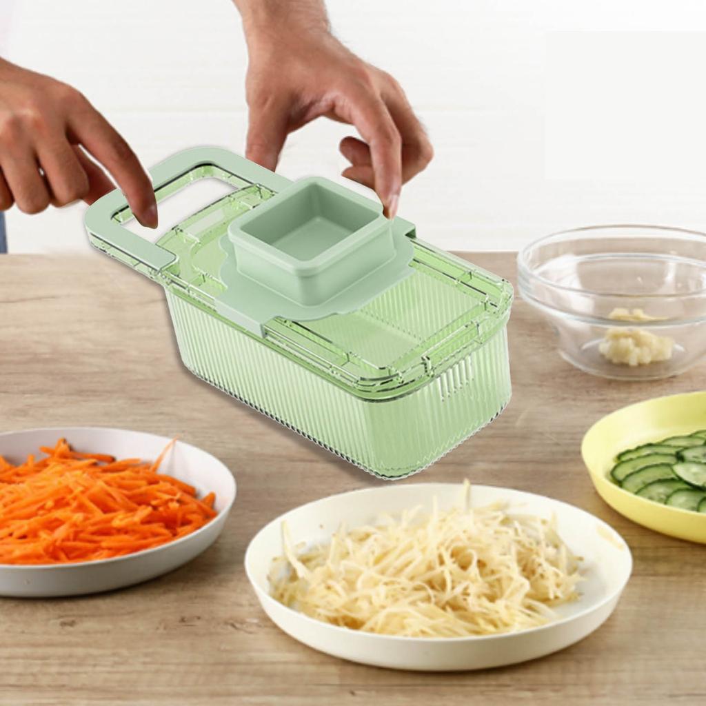 Green Multifunctional Vegetable Slicer Cutter Shredders Slicer with Basket Fruit Potato Chopper Carrot Grater Kitchen Tools