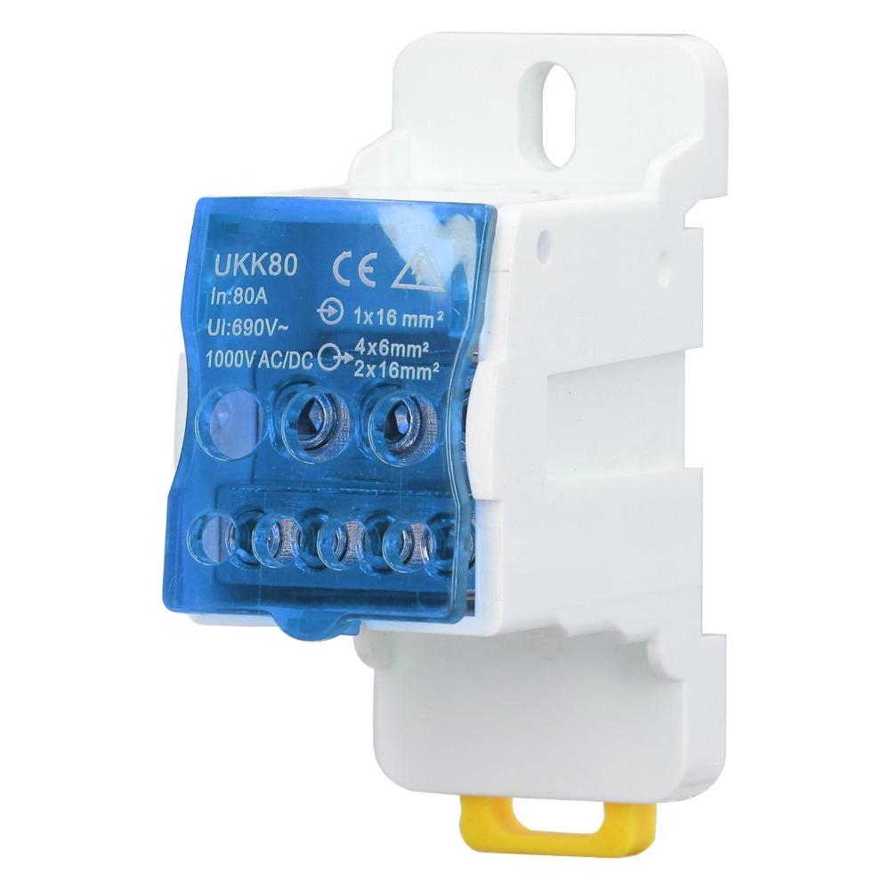 Colorful 690V DIN Rail Distribution Box 80A Blue Green Yellow Terminal Block Terminal Junction Box Power Distribution