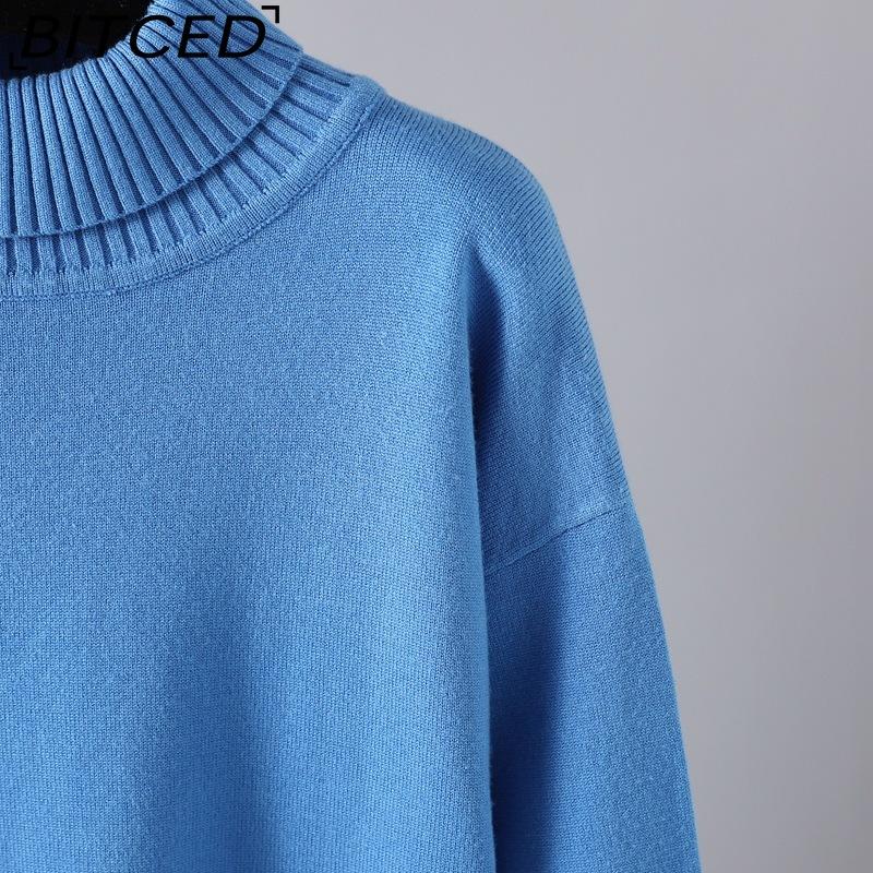 BITCED Fashionable High-neck Suit for Autumn and Winter In Solid Colors Is Versatile and Can Be Worn with A Two-piece Knitted Top and Casual Pants