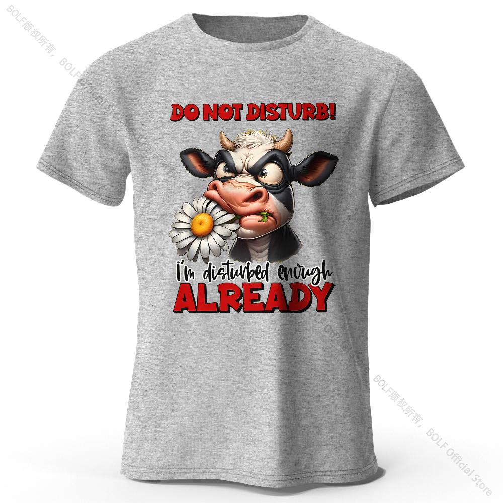 Cartoon Cow Print 100% Cotton T-Shirt, Soft & Breathable Round Neck Short Sleeve Tee, Unisex Fun & Whimsical Style