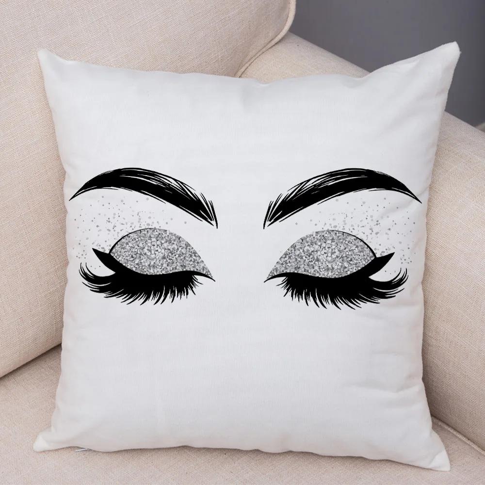 Home Decor Sexy Women Eyelash Pillow Cover Sofa Car Cartoon Eyes Print Cushion Cover Pillow Cover Funda De Almohada