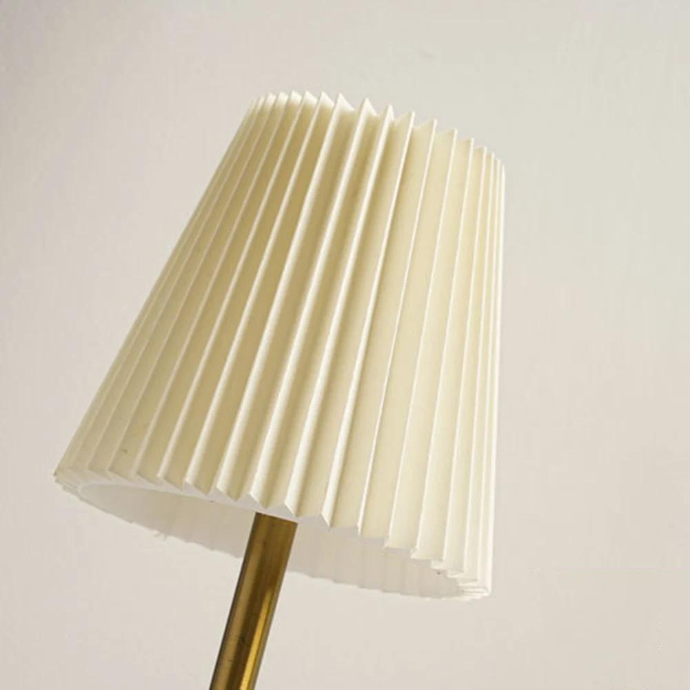 Pleated Shade Warm Night Light with Metal Base Nordic Decorative Light Rechargeable 3 Colors Dimmable for Living Room Bedroom