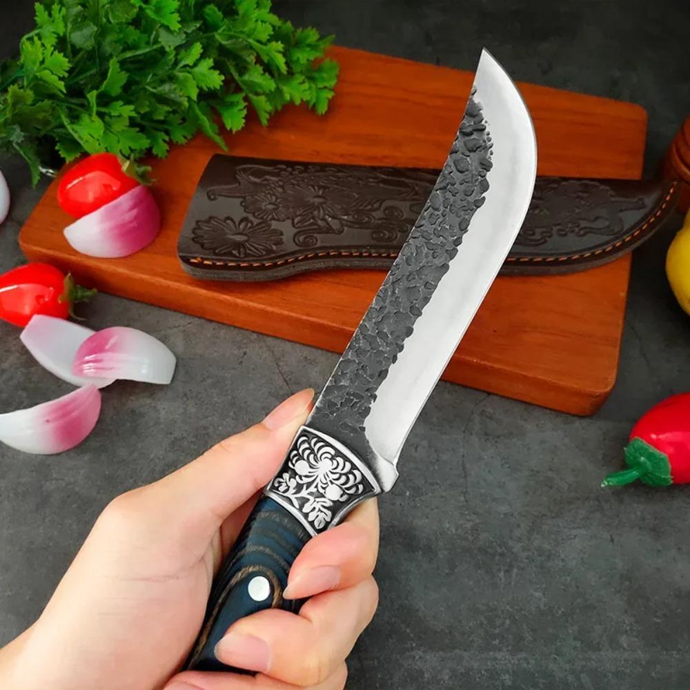 Mit Schutzhülle Küchenmesser Koch Fleischerbeil Gemüse Scheibe Obst Kochmesser Holzgriff Handgeschmiedete Klinge Metzger Ausbeinmesser