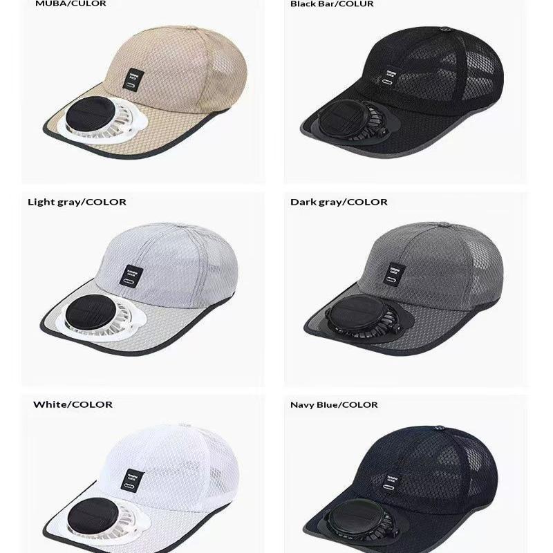 Lightweight Solar Powered Fan Baseball Cap 3 Adjustable Speeds Dual Power Supply For Outdoor Summer Hiking Camping