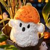Portable Small Plush Companion Halloween Pumpkin Ghost Pillow, Cute Soft Stuffed Animal Sofa Cushion Orange And White for Living Room, Spooky Huggable