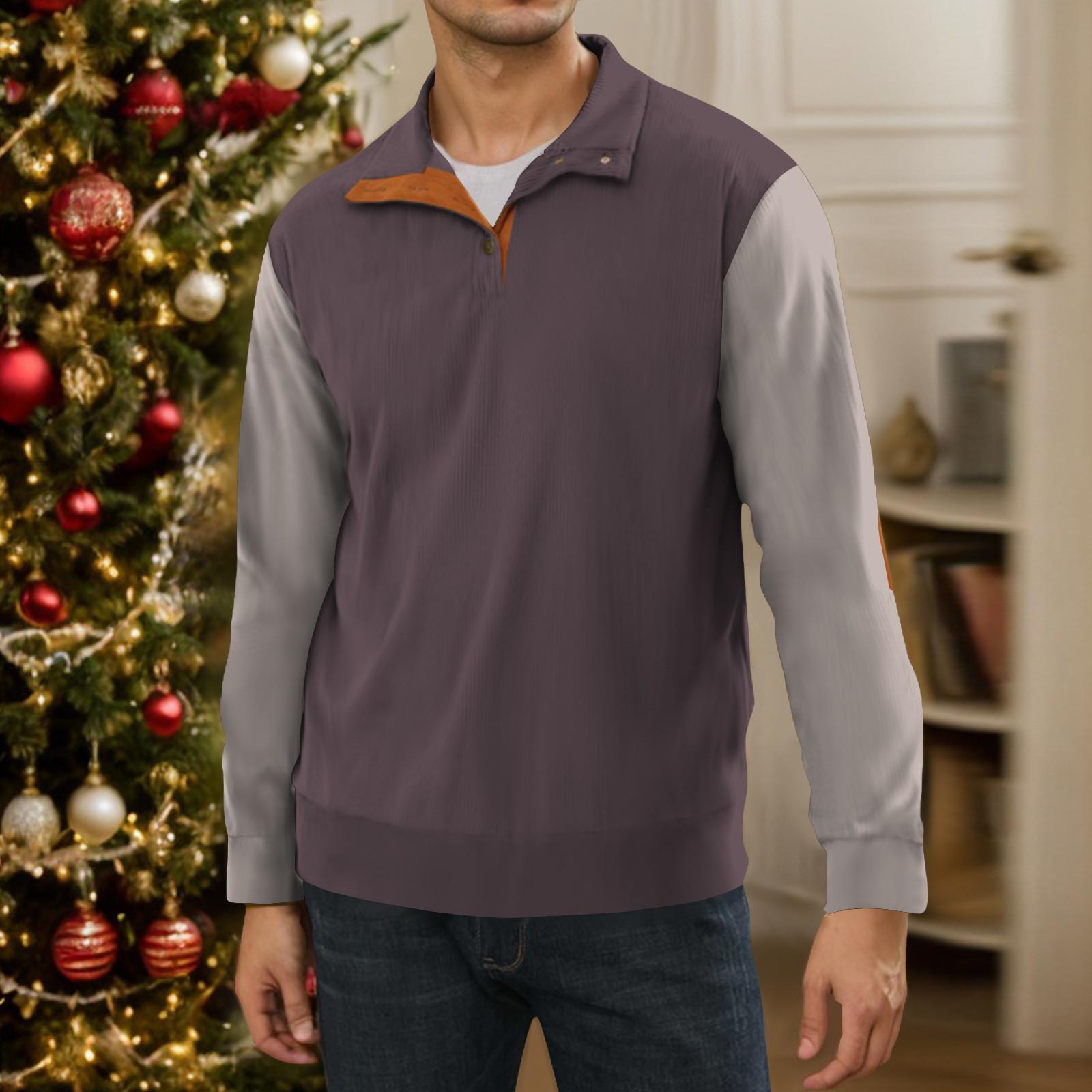 

3-кнопковий чоловічий світшот із коміром-стійкою, повсякденний худі з пряжкою для активного відпочинку XL фіолетовий