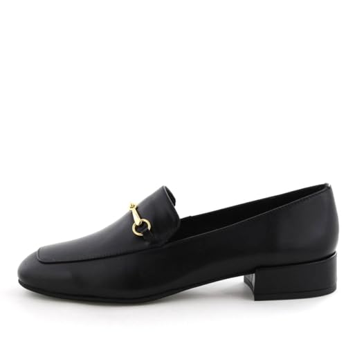 Genuine Leather Cushioned Soft Flat HIMIKO Himiko Square Toe Bit Loafers 651315 Black 235