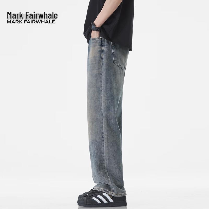 Mark Fairwhale Men's American Retro Loose Straight Leg Distressed Jeans