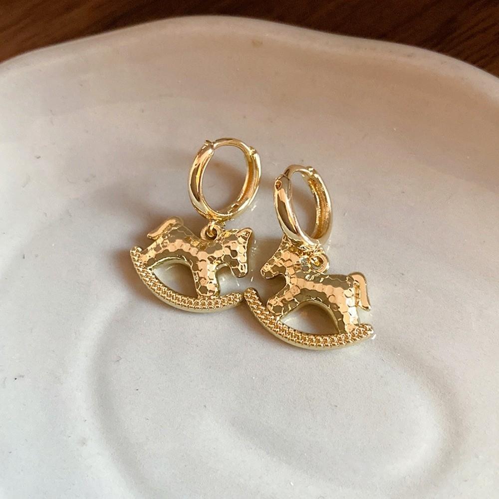 

Fashion Jewelry Zodiac Horse Earrings Rocking Pony Drop Earrings New Year Gift золотой