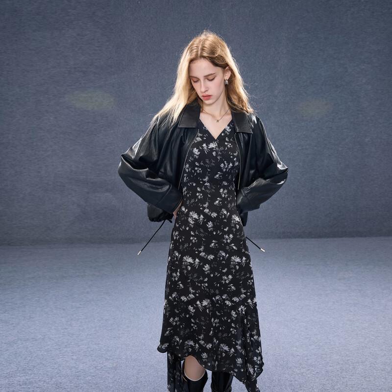 

Sancai 2025 Autumn Bohemian Floral V-Neck Chiffon A-Line Long Dress M