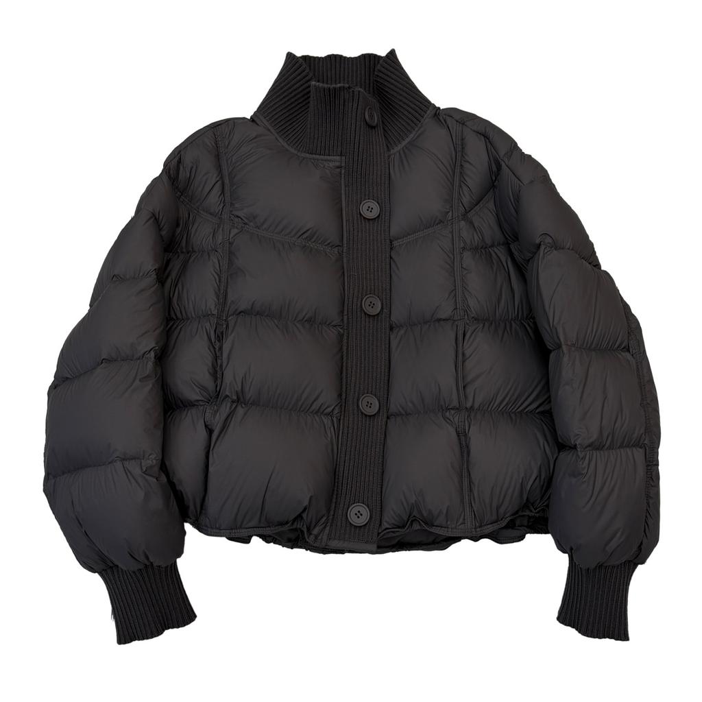 White Duck Down Knitted Splicing Down Jacket Women's Short Loose Winter New Super Good-looking Small Bread Jacket