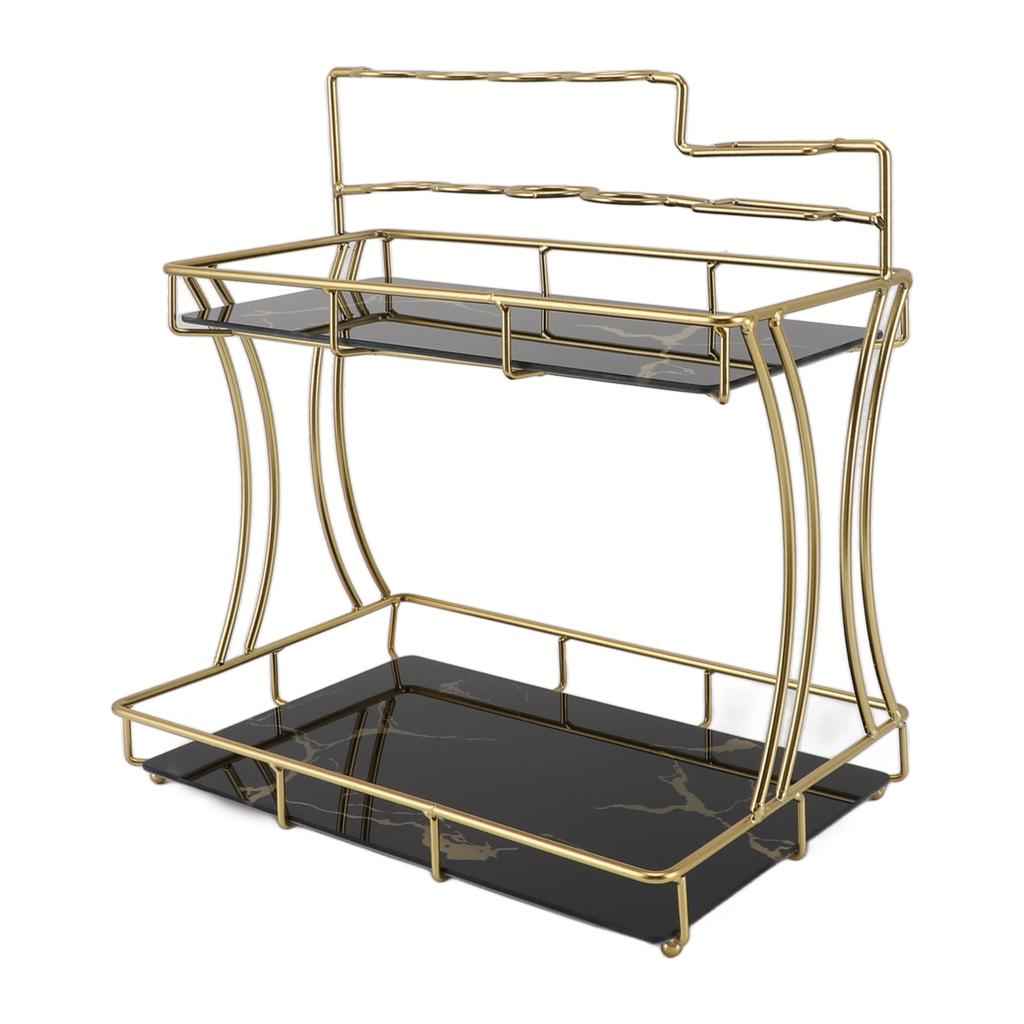 Countertop Storage Rack Double Layer Waterproof Counter   Shelf with Electric Toothbrush Holder for Bathroom