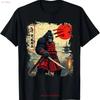 Samurai Bigfoot Japanese Vintage Ukiyo E Art Funny T Shirt Vintage Washed Stretched Soft Breathable Homme Fashion Versatile