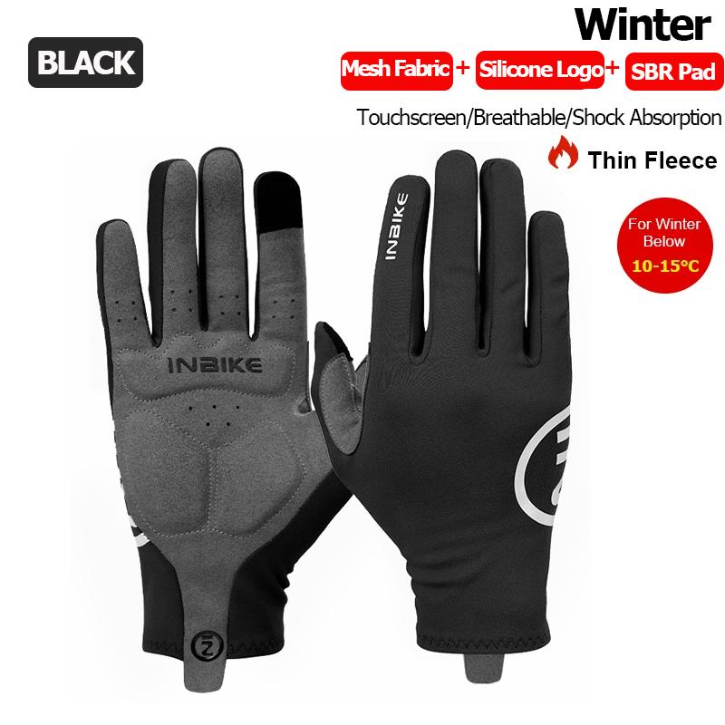 

INBIKE 2024 Cycling Gloves Gel Padded for Men Autumn Winter Fleece Road Bike Gloves MTB Full Finger Touchscreen Bike Accessories L-EU