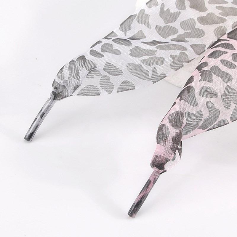 Leopards Print Sheer Ribbon Shoe Laces 140cm Long Flat Shoelaces Polyester Shoe Laces for Adults Kids Trainers Sneakers