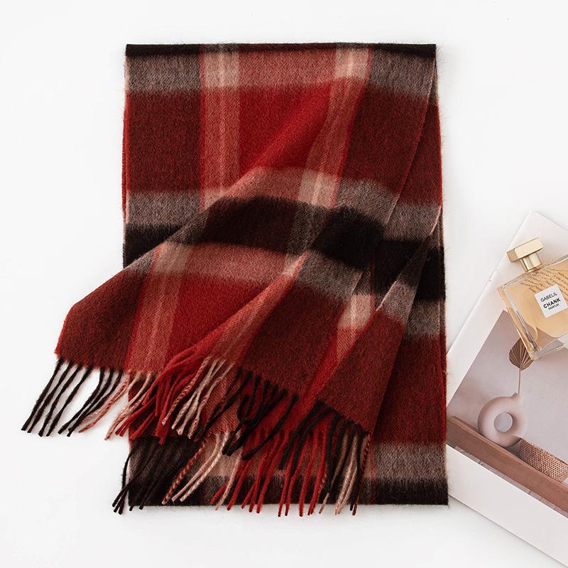 Plaid Simple Maillard Double Sided Cashmere Scarf Women's Autumn and Winter Thickened Warmth Versatile Wool Men's Scarf
