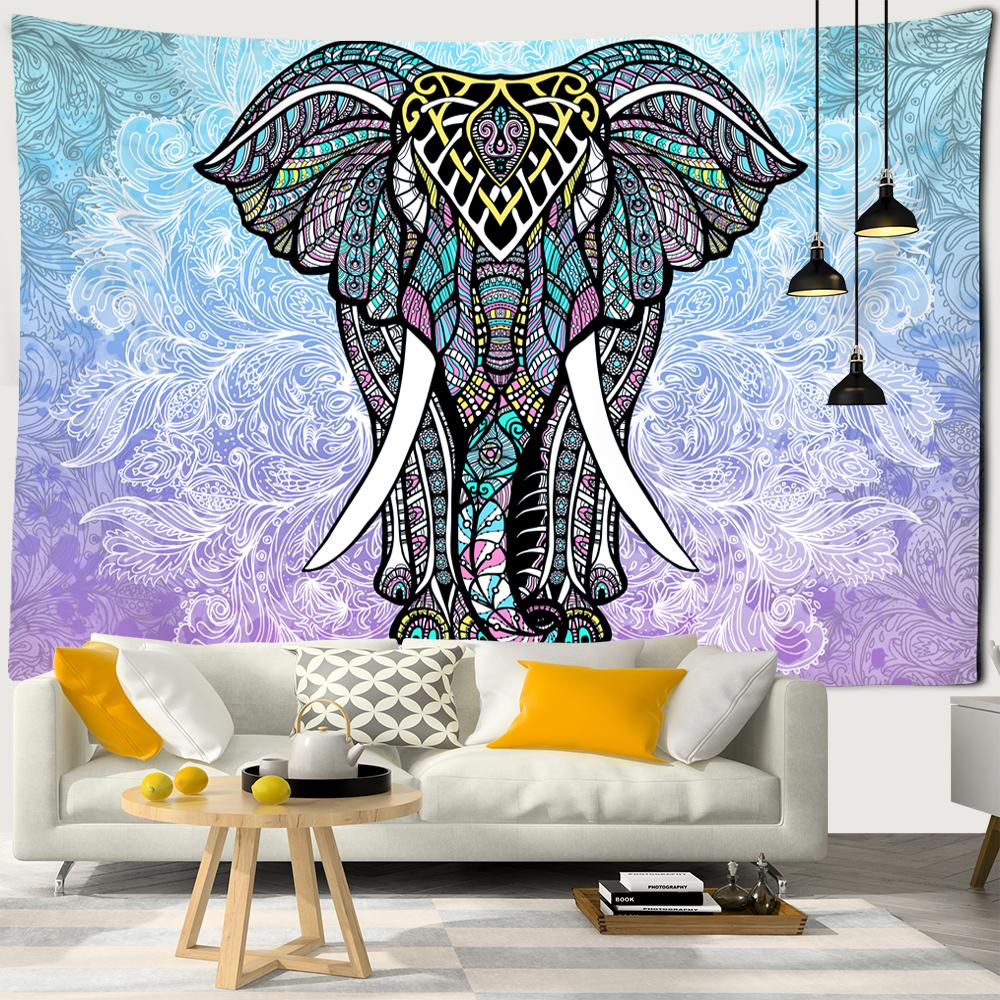 Style Elephant Tapestry Wall Hanging Yoga Mat for Home Bedroom Decor Mandala Psychedelic Polyester Tapestry