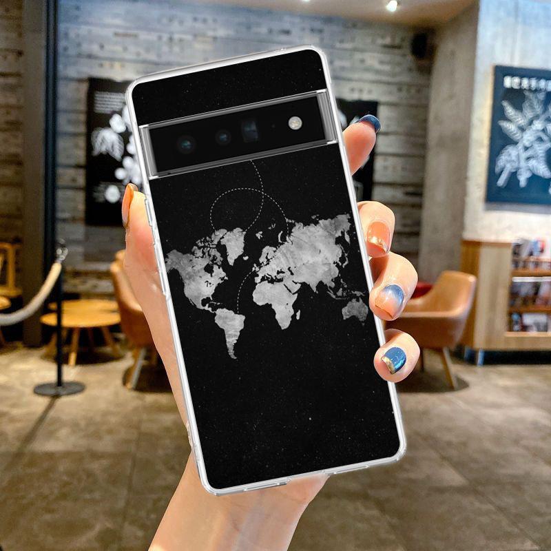 

Cartoon World map scenery direction Phone Case For Google Pixel 9 Pro XL 8 7 6 Pro 8A 7A 6A 5 4 5A 4A 3A XL 5G Soft Clear Cover Pixel 9 Pro