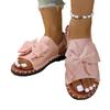Summer new flat-bottomed bow one-word sandals women wear solid color lightweight cloth sandals