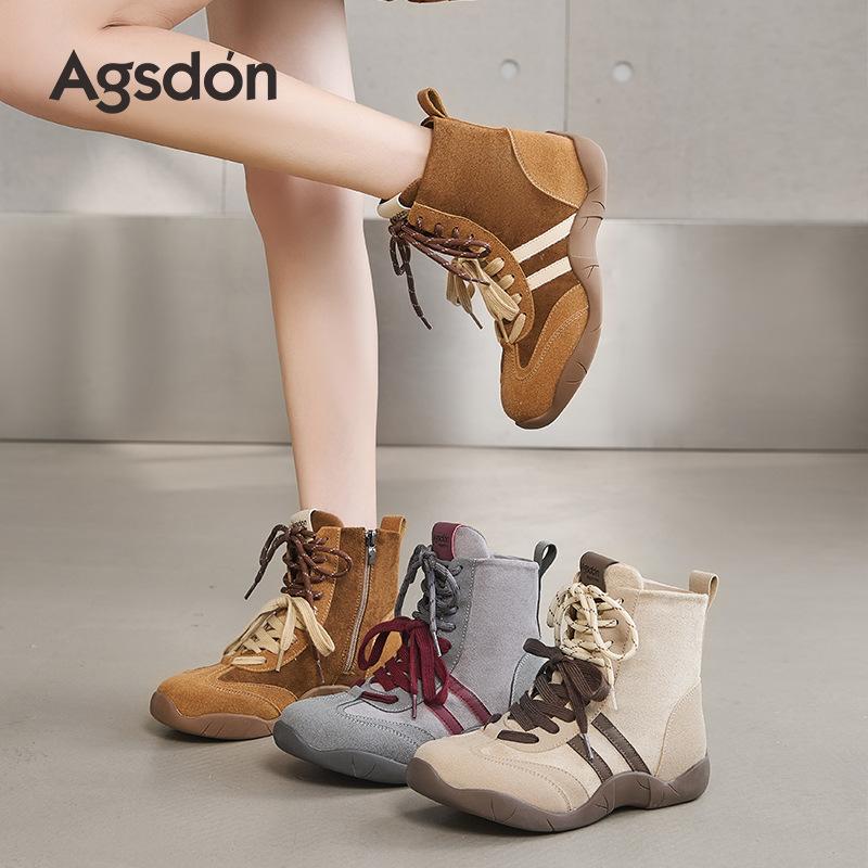 Augustus high-top German training shoes women's 2025 new autumn platform mid-tube casual short boots lace-up Martin boots tide