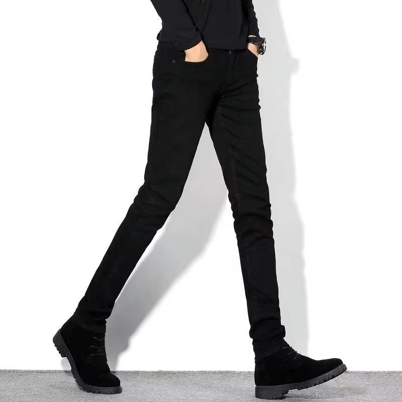 Men's Pure Black Stretch Business Jeans