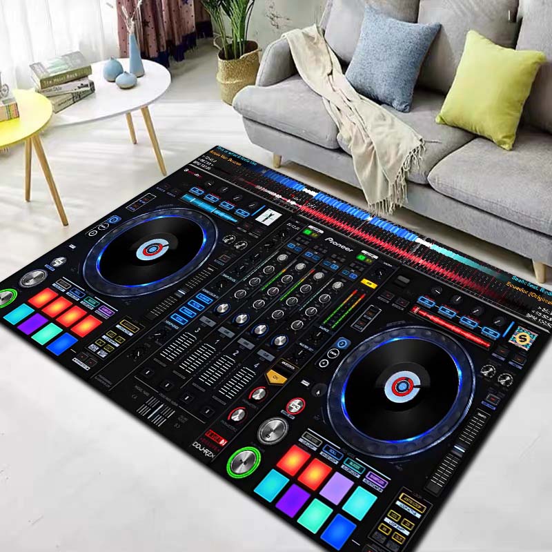 Dj Music Record Screen Console Theme Printing Large Carpet Sofa Living Room Bedroom Decoration Kitchen Bathroom Anti Slip Carpet